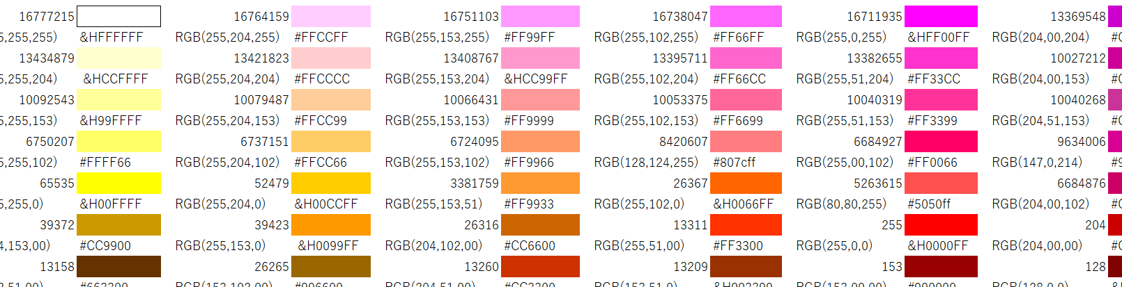 Excelカラーコード一覧と使い方! 1